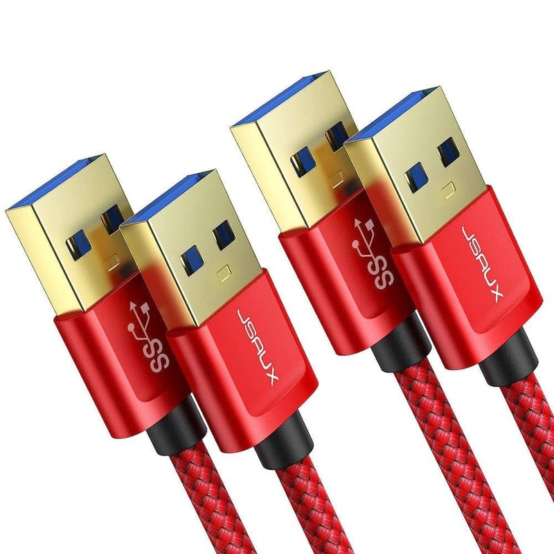 JSAUX USB 3.0 hosszabbító kábel szett, 1m és 2m, fonott nylon, 2db