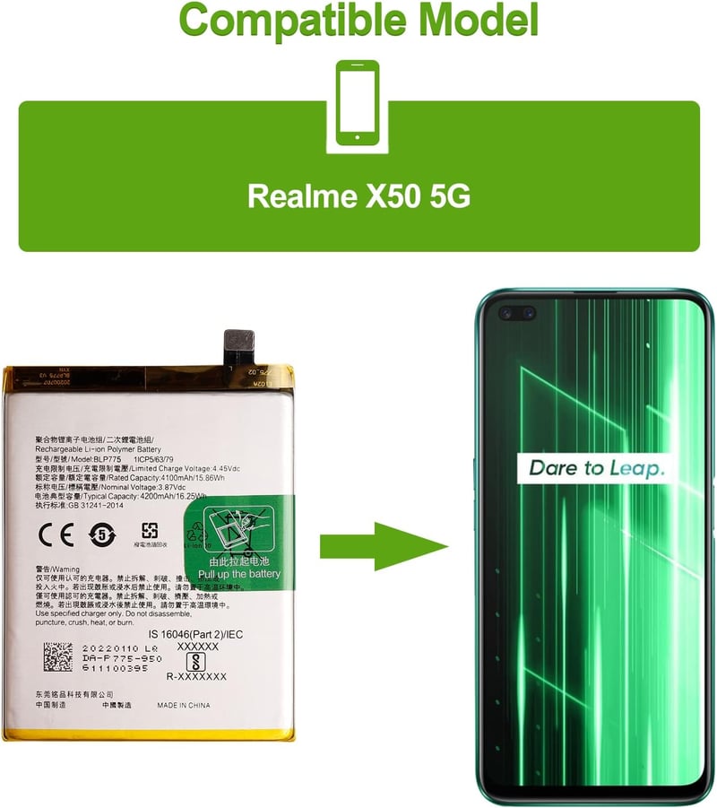 Realme X50 5G akkumulátor cserecsomag szerszámkészlettel - SwarKing