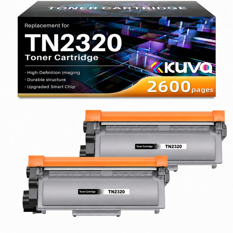 Toner Kuva TN2320 čierny pre tlačiarne Brother, kompatibilný s kazetou TN2310, DCP-L2520DW MFC-L2700DW L2720DW L2740DW DCP-L2560DW — súprava 2 ks