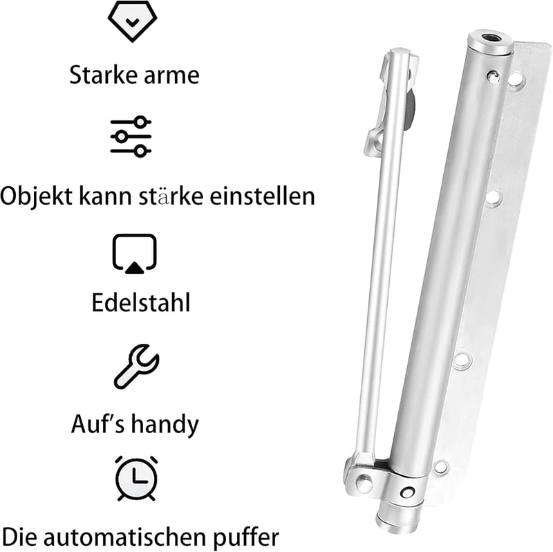 Állítható, csendes, automata ajtócsukó 80kg-ig - 2db csomag, szállodákba, raktárakba