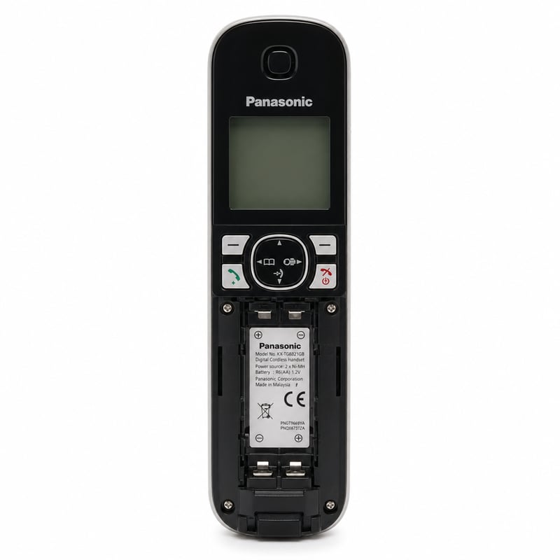 Telefon fără fir DECT Panasonic KX-TG6821GB cu robot telefonic, mod Eco — Capacul compartimentului pentru baterii lipsește (produs expus)