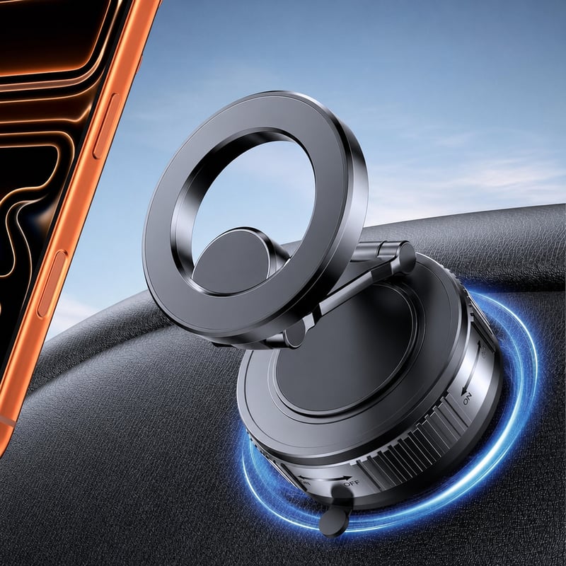 Magnetický držiak na mobil do auta Miracase MagSafe s vákuovou prísavkou, otočný o 360°, kompatibilný s iPhone 17/16/15/14/Samsung/Huawei