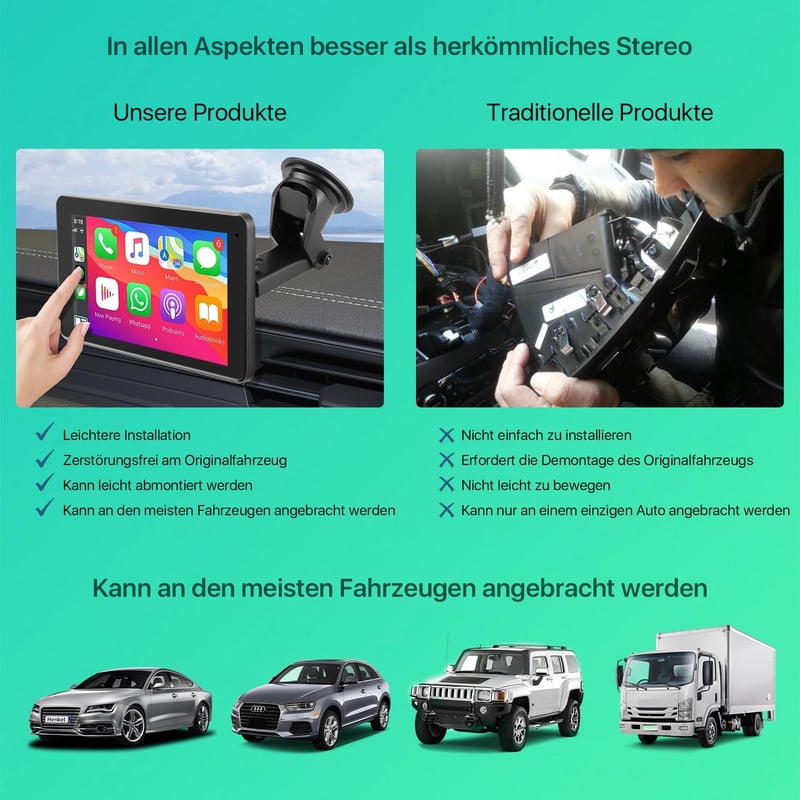 GreenAuto T86 7" érintőképernyős autórádió CarPlay-jel, Android Auto-val és tolatókamerával
