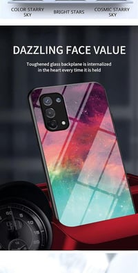 Oppo A74 5G Kék Csillagos Védőtok - Színátmenetes Üveg és TPU 5
