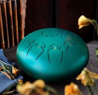 Amkoskr C-dúr 13 hangú acél nyelvdob, 30 cm-es, zöld, ütőkkel és hordtáskával 6
