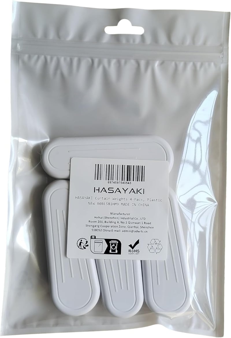 Hasayaki fehér műanyag függönysúly szett - 4 db-os függöny és roló kiegészítő