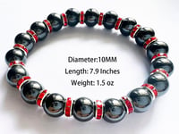 Mágneses hematit karkötő 10mm - Fájdalomcsillapító, alvásjavító, antisztatikus, férfi-női (piros, 20cm) 2