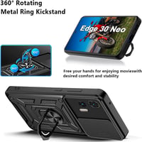 Motorola Edge 30 Neo csúsztatható kamerás védőtok, 360°-os gyűrűvel, mágnessel - Fekete 3