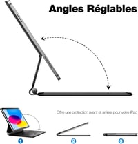 iPad 10. generációs Dracool háttérvilágítós AZERTY billentyűzet érintőpaddal, fekete 4