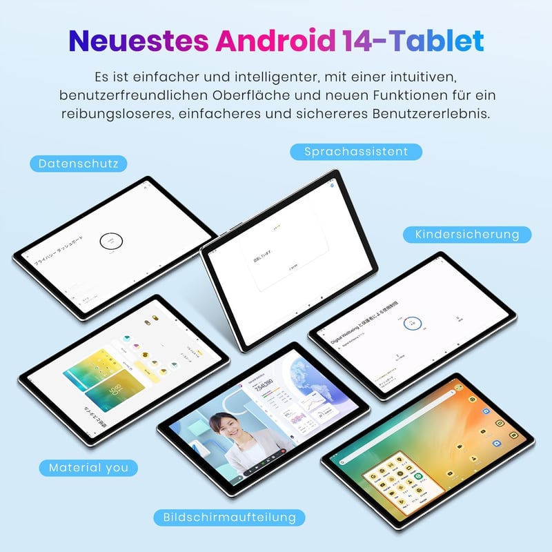 TPZ T10B Android 14 Tablet 10.1" - 10GB RAM + 64GB + 1TB Bővíthető Tárhely, WiFi 6, Octa-Core, 6000mAh Akku, FHD IPS Kijelző, Szürke