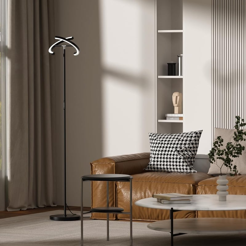 SIBRILLE Állólámpa LED 20W Fekete - Távirányítós Dimmelhető Érintésvezérelt Modern Mennyezeti Világítás 1300lm Meleg/Hideg Fehér Olvasólámpa