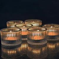 Suport pentru lumânări tip pastilă KZQXXT, sticlă, 4,5 x 3,5 cm, transparent, striat, pahar pentru lumânări, mini suport pentru lumânări, pentru zi de naștere, nuntă, decor de masă, 8 bucăți 2