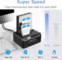 RSHTECH USB 3.0 Alumínium HDD/SSD Dokkoló 2 Tárhelyhez, Klónozással, SD/TF Kártyaolvasóval 4