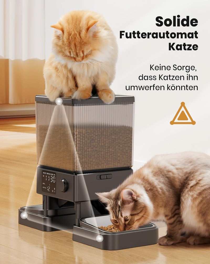 oneisall 5L Automata Kisállat Etető 2 Tállal - Macskáknak és Kutyáknak, Hangrögzítő Funkcióval, Rozsdamentes Acél Tálakkal - standard
