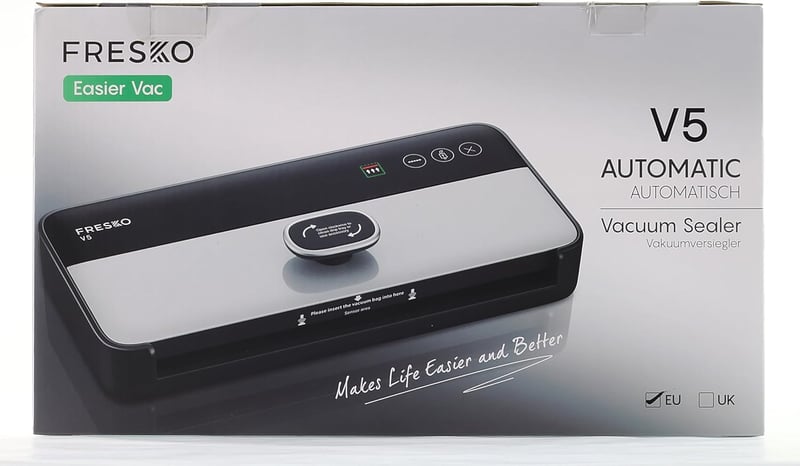 Fresko V5 automata vákuumfóliázó gép - száraz és nedves ételekhez, sous vide főzéshez, 10 zacskóval