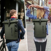 hk Rolltop Vízálló Hátizsák 27L - 15,6" Laptoptartóval, USB Porttal, Lopásbiztos Kialakítás, Unisex Városi Táska Egyetemre, Utazáshoz, Zöld 3