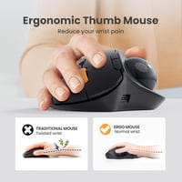 ProtoArc EM04 ergonomikus vezeték nélküli trackball egér, Bluetooth és 2.4GHz, újratölthető 2