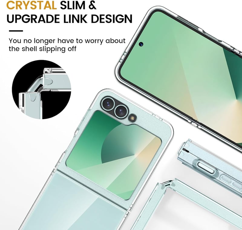Doeshine Átlátszó Tok Samsung Galaxy Z Flip 7 FE/Z Flip 6 Telefonhoz - Ultravékony Szilikon TPU Védőtok Beépített Kijelzővédővel, Ütésálló P
