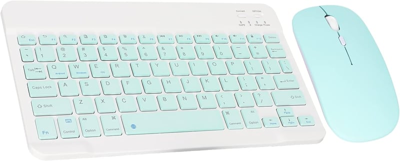Yunseity 10"-es ultravékony Bluetooth billentyűzet és egér szett tabletekhez - Zöld