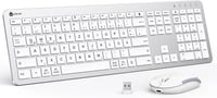 iClever Vezeték Nélküli Billentyűzet-Egér Szett - Újratölthető, QWERTZ Kiosztás, 2.4 GHz, Számgombos, PC/Laptop/Smart TV Kompatibilis, Fehér - silver 1