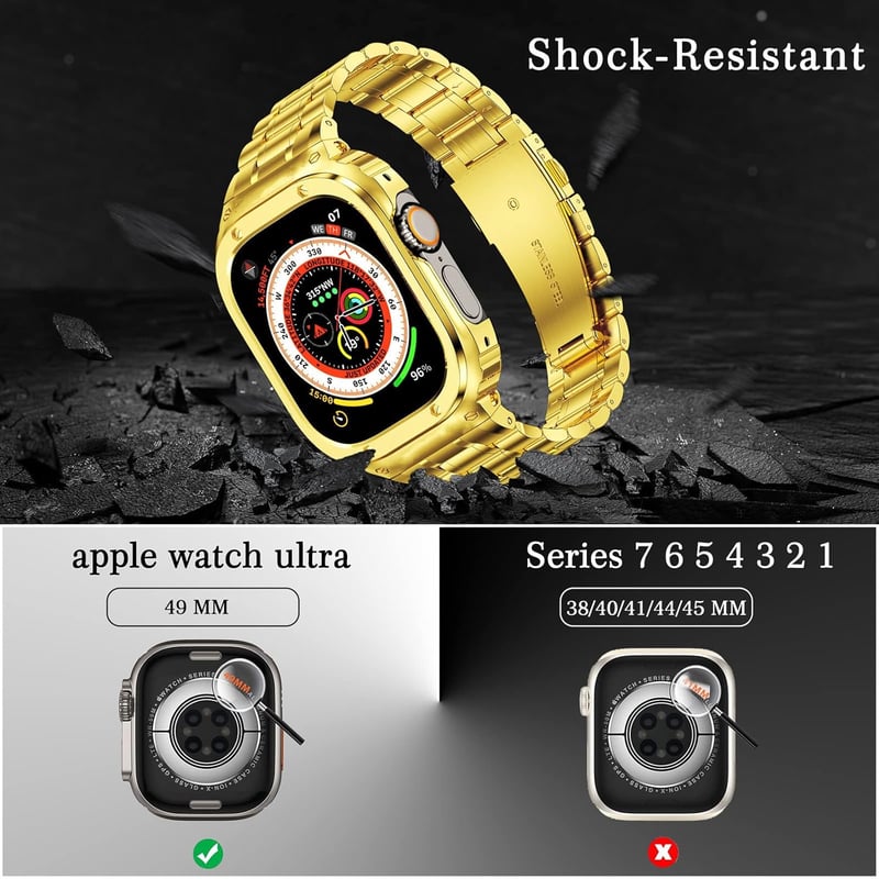 Apple Watch Ultra 49mm Strapabíró Fém Szíj Tokkal - Ezüst