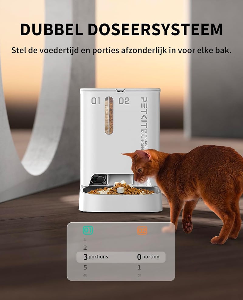 PETKIT 5L automata kamerarendszerű macska etető, kutyáknak is - 2 tálcás, HD kamerás, AI követéssel