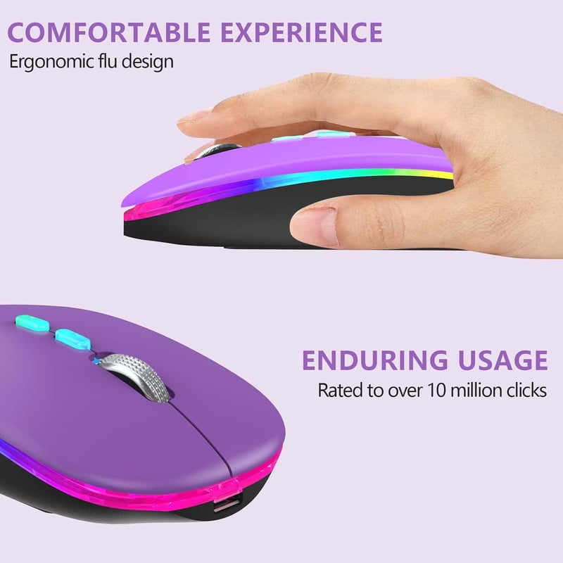 Vezeték Nélküli RGB Gamer Egér Bluetooth-szal és USB-C Adapterrel