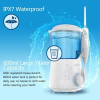 Apiker elektromos szájzuhany 8 fejjel, 10 fokozattal - Fogköztisztító családi utazó készlet (600ml, fehér) 6