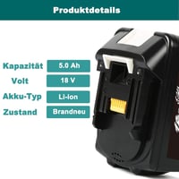 Makita 18V 5.0Ah akkumulátor és gyorstöltő szett - VANTTECH BL1850 kompatibilis 2