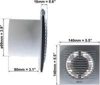 EUROPLAST 100mm Fürdőszobai Ventilátor Páratartalom Érzékelővel és Időzítővel Ezüst 2