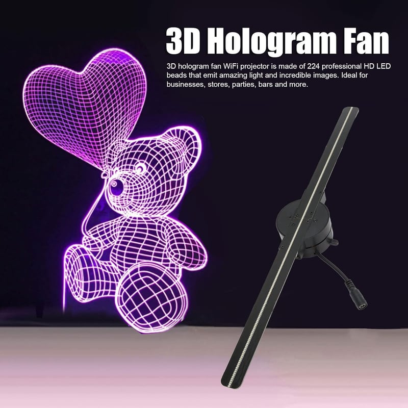 WIFI-s 3D Hologram Ventilátor - 224 LED-es, 16,5" Full HD Reklámkivetítő