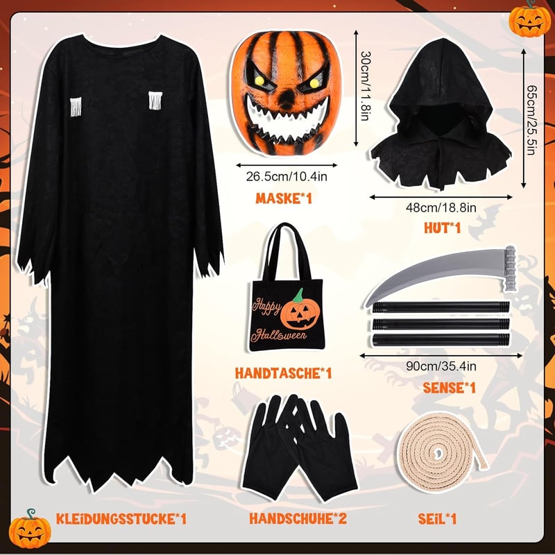 Tökfej jelmez gyerekeknek - Halloween töklámpás kosztüm maszk (L méret)