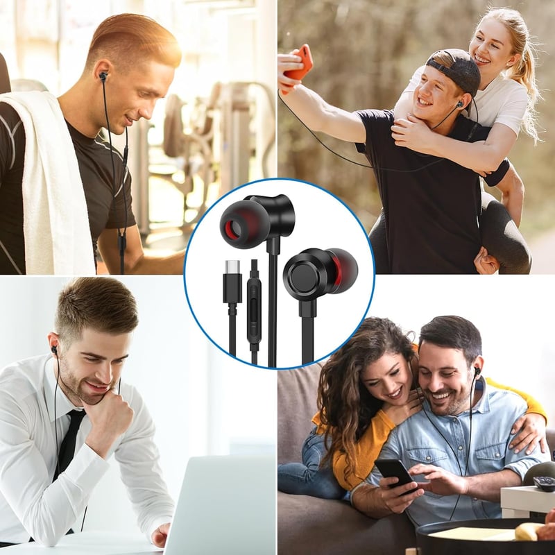 Samsung A54 A34 USB-C fülhallgató mikrofonnal, Galaxy S24 S23 iPhone 15 kompatibilis