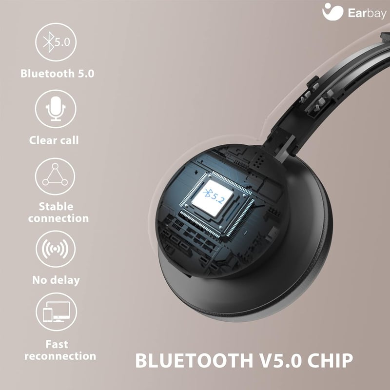 Earbay Bluetooth Headset Mikrofonnal - Zajszűrős, USB-s Vezeték Nélküli Fejhallgató PC-hez, Rózsaarany