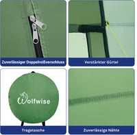 WolfWise Hordozható Zuhanyzó és Öltöző Sátor - Pop-Up Kemping Privát Fülke, Vízálló Polyester, 190 cm Magas, Zöld 5
