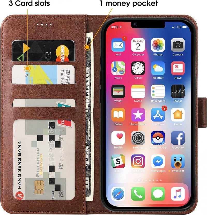 iPhone 13 mini Cresee bőr pénztárcás flip tok - Elegáns védelem