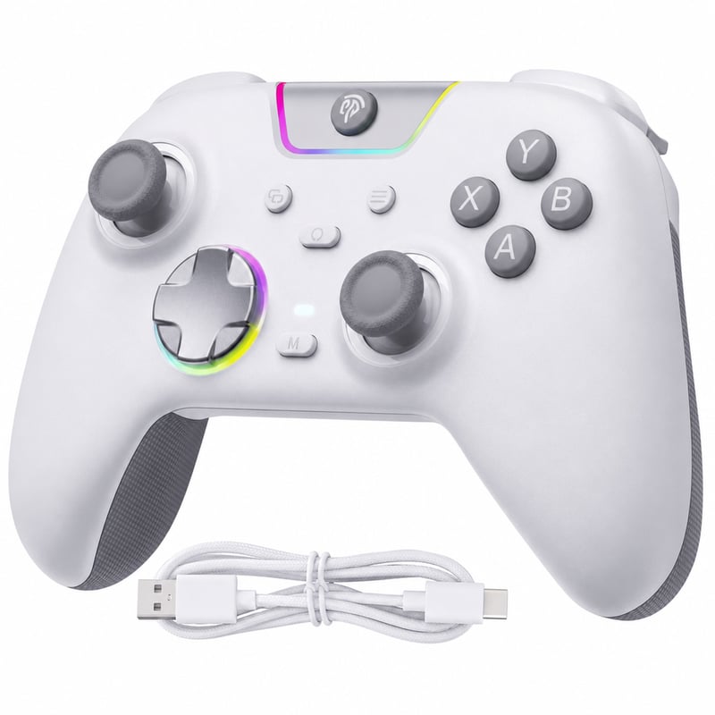Controller Wireless EasySMX X05 Pro – Alb — defect, funcționează parțial: trăgaciul din dreapta spate nu merge (stare: vezi a doua poză)