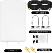 JAOGAUS 5G LTE Kültéri Antenna 18dBi Erősítővel - Nagy Hatótávolságú Jelerősítő 700-4000MHz - 2x10m Kábellel TS9/SMA Csatlakozóval 3G 4G Rou 2
