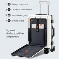 LANMOU Alumínium Keretes Kemény Héjú Bőrönd 20" - Kézi Poggyász USB Porttal, Pohártartóval, 4 Kerekű Utazóbőrönd TSA Zárral, 56 cm, Fehér 8
