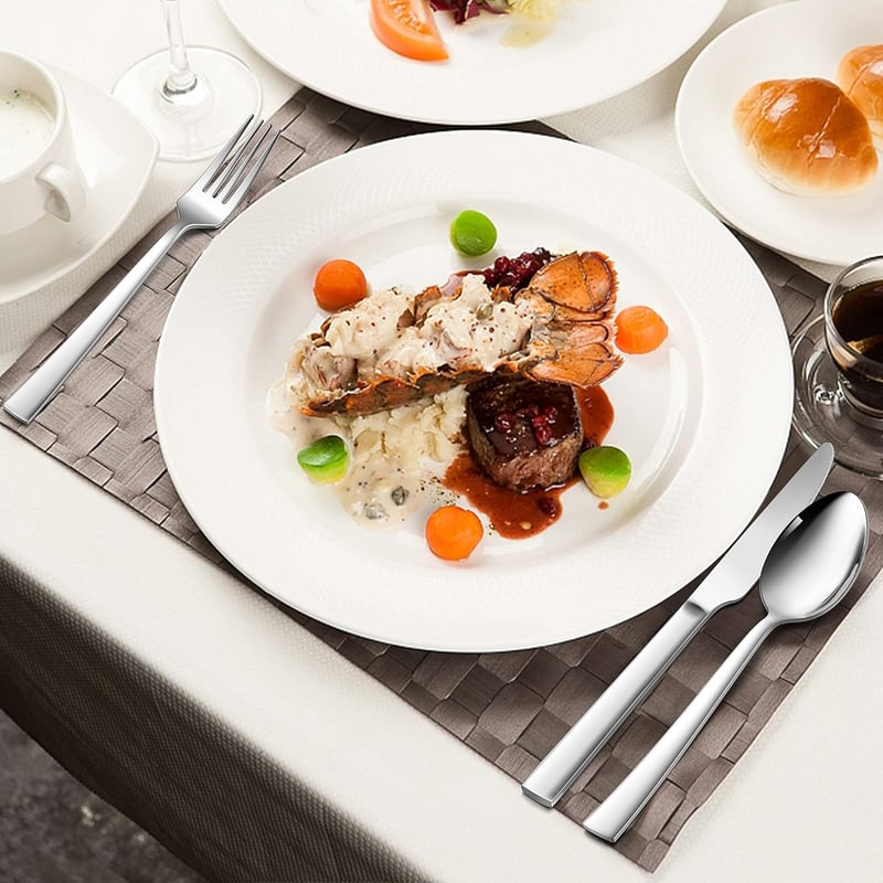 HaWare 72 részes rozsdamentes acél evőeszköz készlet steakkéssel, modern kalapált nyéllel, 12 személyes