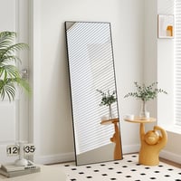 RLAVBL Álló Tükör 165x51 cm - Fekete Kerettel, Törésálló Üvegvédővel, Hálószobába, Fürdőbe, Nappaliba vagy Gardróbba 5