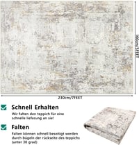 Capslpad Absztrakt Bézs Szőnyeg 160x230 cm - Csúszásmentes Rövid Szálú Műgyapjú Szőnyeg Nappali, Hálószoba, Iroda Dekorációhoz - Mosható Min 2