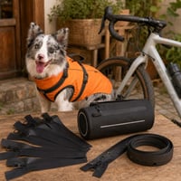 Kit protecție ploaie: 5x fermoar impermeabil 80cm + haină câine + geantă ghidon 1