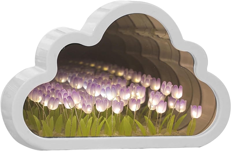 luolety LED Tükrös Felhő Lámpa 20 Tulipánnal - Lila Asztali Éjjeli Fény, Kézműves Dekoráció Hálószobába, DIY Ajándék Pároknak

AI: I've crea