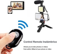 baihuo Vlog Készlet - Okostelefon Mikrofon LED Világítással és Állvánnyal - iPhone és Android Kompatibilis TikTok YouTube Videófelvételhez é 6