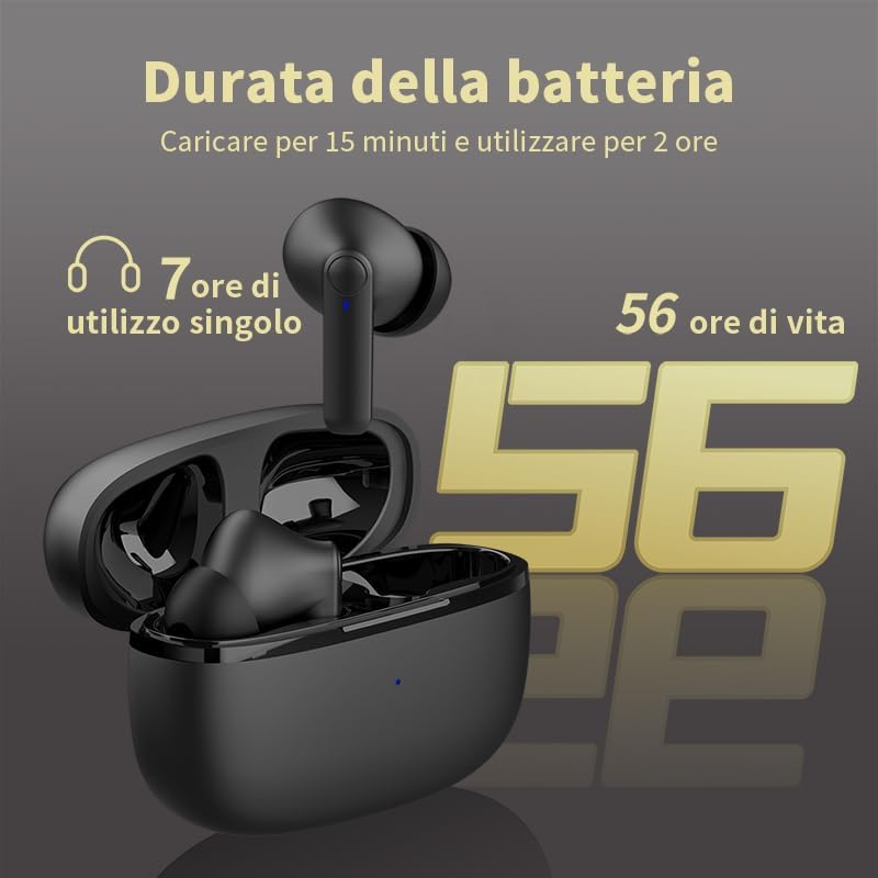 TATUNER Bluetooth 5.3 Fülhallgató - 36 Órás Üzemidő, IPX8 Vízálló, Zajszűrő
