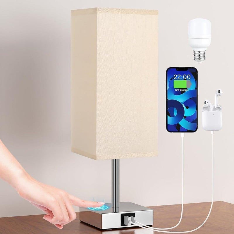 Sárga LED Állólámpa Érintőkapcsolóval és USB Töltővel
