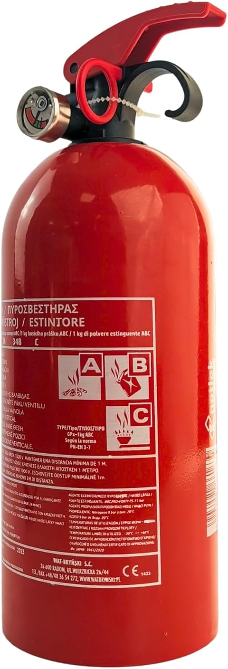 notlok Safety Work 2 db 1 kg-os ABC Poroltó Készülék | Elektromos Eszközökhöz < 1000 V | Mini Tűzoltó Készülék Konyhába és Autóba | Tartóval