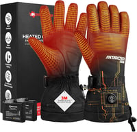 ANTARCTICA GEAR Fűthető Kesztyű 3200 mAh Akkumulátorral - Vízálló Téli Kesztyű Síeléshez, Motorozáshoz, Túrázáshoz - Unisex XL Méret Fekete 1