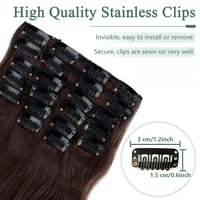 Sego 55cm-es Hullámos Clip-in Hajhosszabbítás Szett - 12 részes, 180g, Középbarna 3